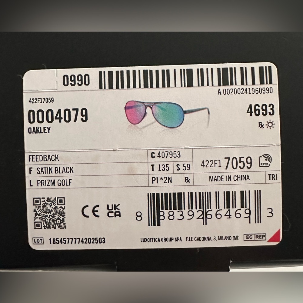 Oakley Feedback Sunglasses - Satin Black Prizm Golf - New in box! - Picture 11 of 13
